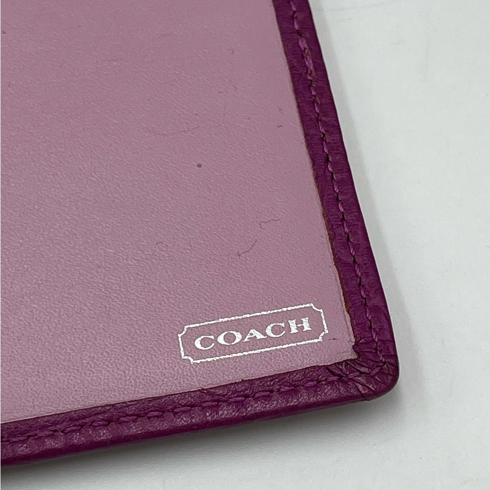 Coach RARE signature checkbook cover case holder khaki Purple Lavender. - Picture 9 of 13